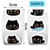 500pcs Cute Funny Black Cat Briquette Sticker Roll Kawaii Cartoon DIY Stationery Phone Luggage Sealing Sticker Reward Gift Toy