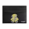 Ellie 10 Elephant Pattern Cow Leather Card Holder Men's Black Black