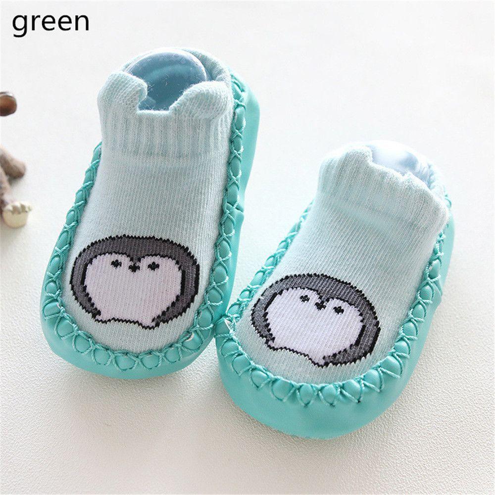 

Первые ходунки Детская обувь Носки-тапочки Носки из чесаного хлопка Обувь Противоскользящая Мультяшная 11cm зелёный