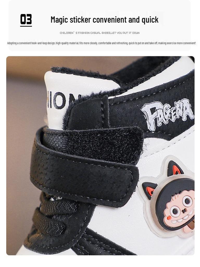 Girls' High-Top Canvas Shoes: Soft Sole, Shock-Absorbing, Anti-Slip Sports Sneakers for Toddlers & Kids - Autumn/Winter 2025 Collection.