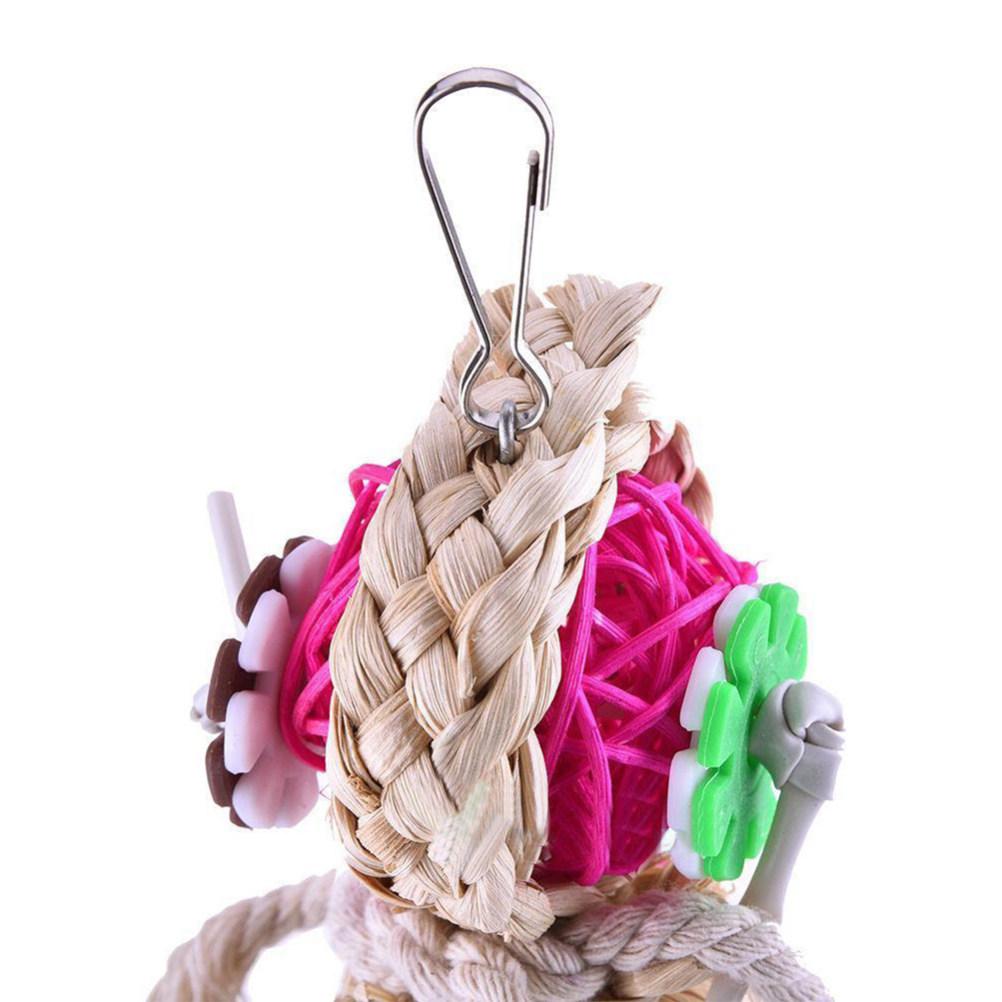 Sepak Takraw Parrot Chewing Ball Safe Bite Swing Bell Cage Hanging Bird Accessory for African Grey Macaw Parakeet Chew