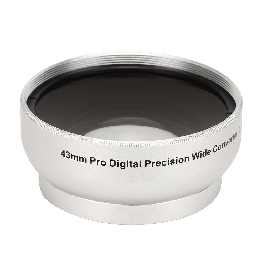 0.45X Optical Glass Silver Camera Wide Angle Magnification Additional Lens for 43mm Camera Lenses
