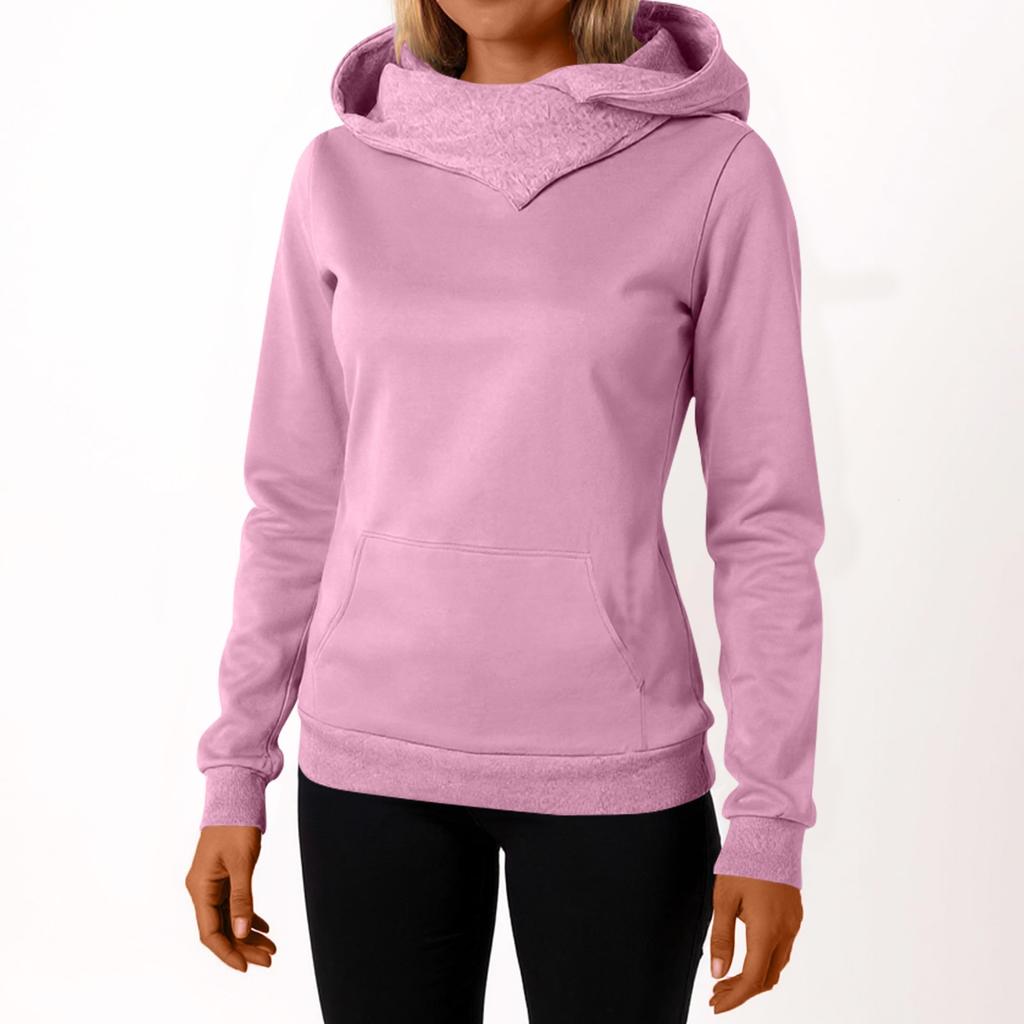Women's Casual Fashion Sweatshirt Solid Color Hooded Sweatshirt