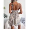 Rochie scurtă cu bretele, de vară, cu imprimeu floral, cu decolteu în V, pentru vacanță, fără mâneci, largă, casual, simplă, tip A, rochie de petrecere, îmbrăcăminte de damă largă și dulce