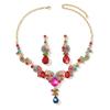 Bridal Jewelry Set Colorful Rhinestone Necklace Earrings Set Crystal Necklace Earrings Combo Premium Luxury Jewelry Set For Prom