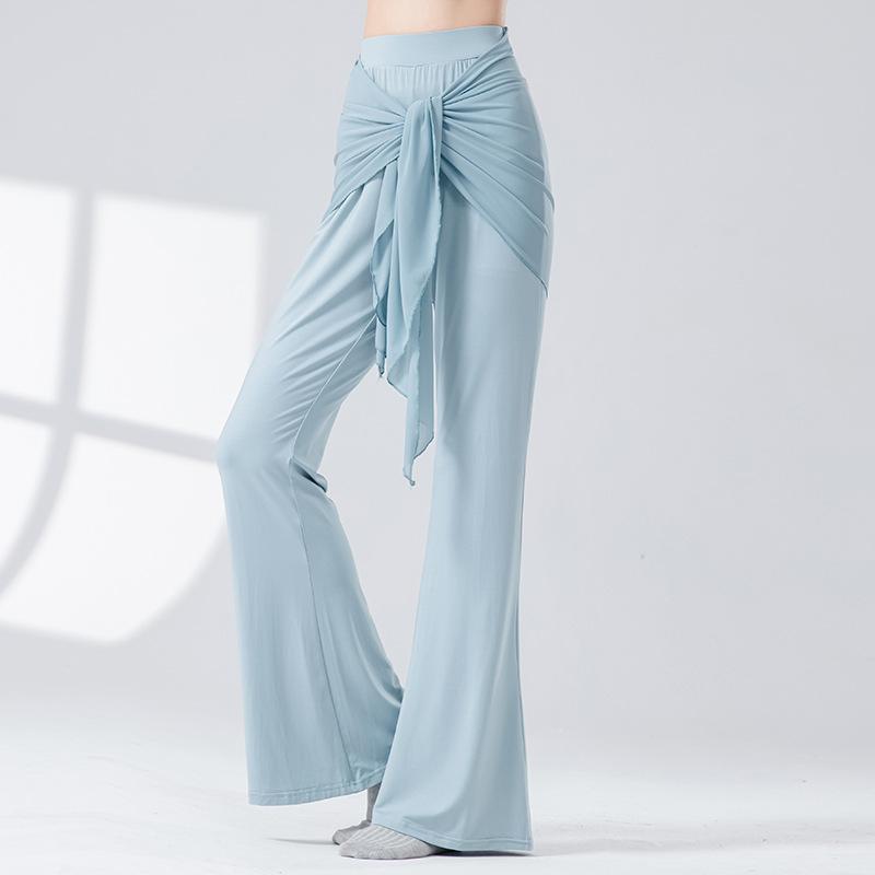 Moderní taneční oblečení Dámské kalhoty s vysokým pasem, se stuhami, volné, se širokými nohavicemi, pro dospělé, na klasický tanec, na cvičení, jógu, body kalhoty