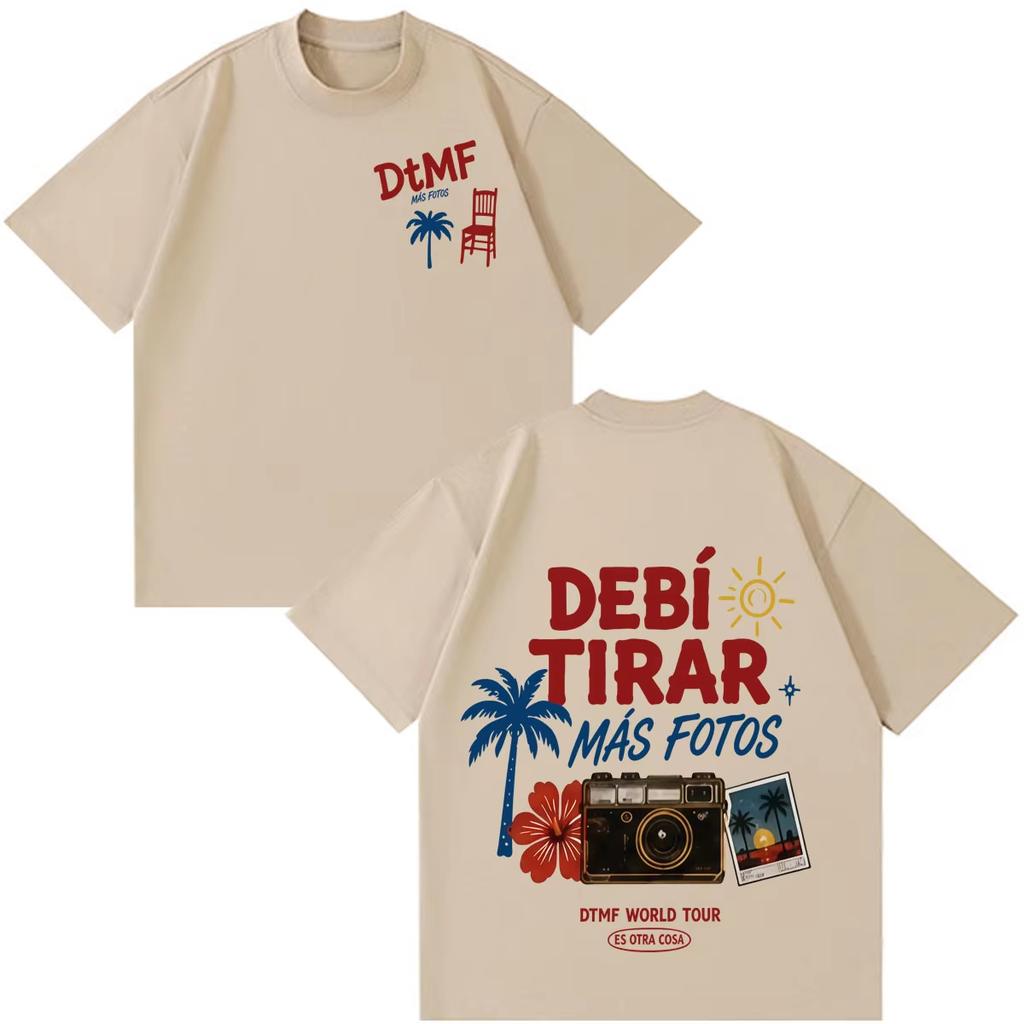 Rapper Bad Bunny DTMF Debi Tirar Mas Fotos World Tour Print T Shirts Cotton Fashion Oversized Casual Vintage TShirt
