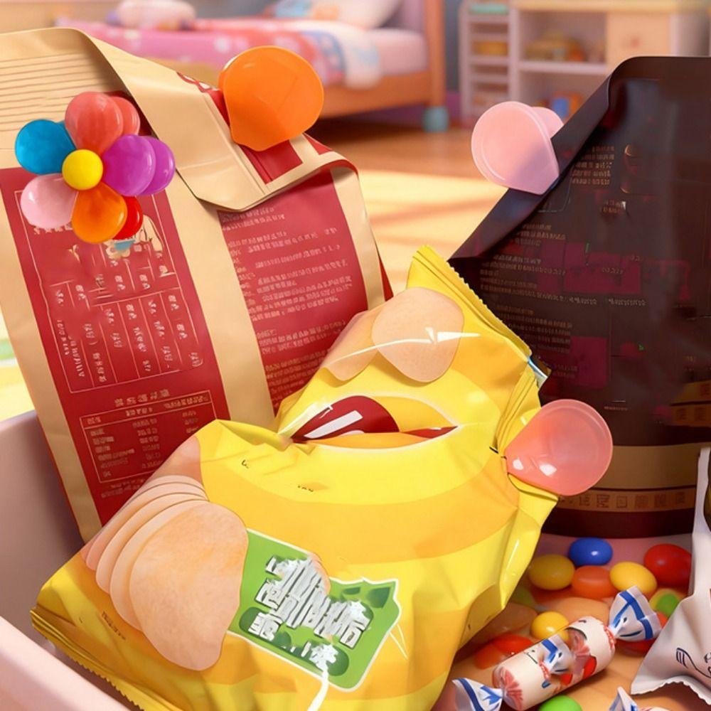 Flower Shape Magnetic Sealing Clip Moisture-Proof Airtight Bag Sealing Clip Plastic Double-layer Design Refrigerator Magnet