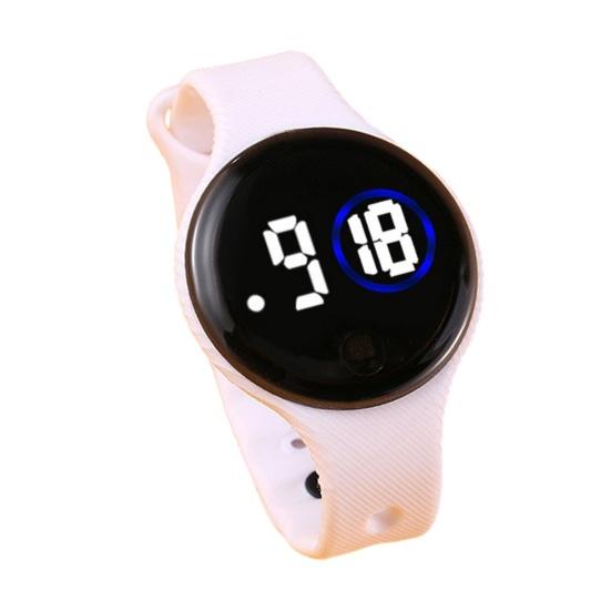 Children LED Digital Watch Round Dial Waterproof Swimming Watch Adjustable Silicone Strap Accurate Time Clear Display Kids Students Wristwatch
