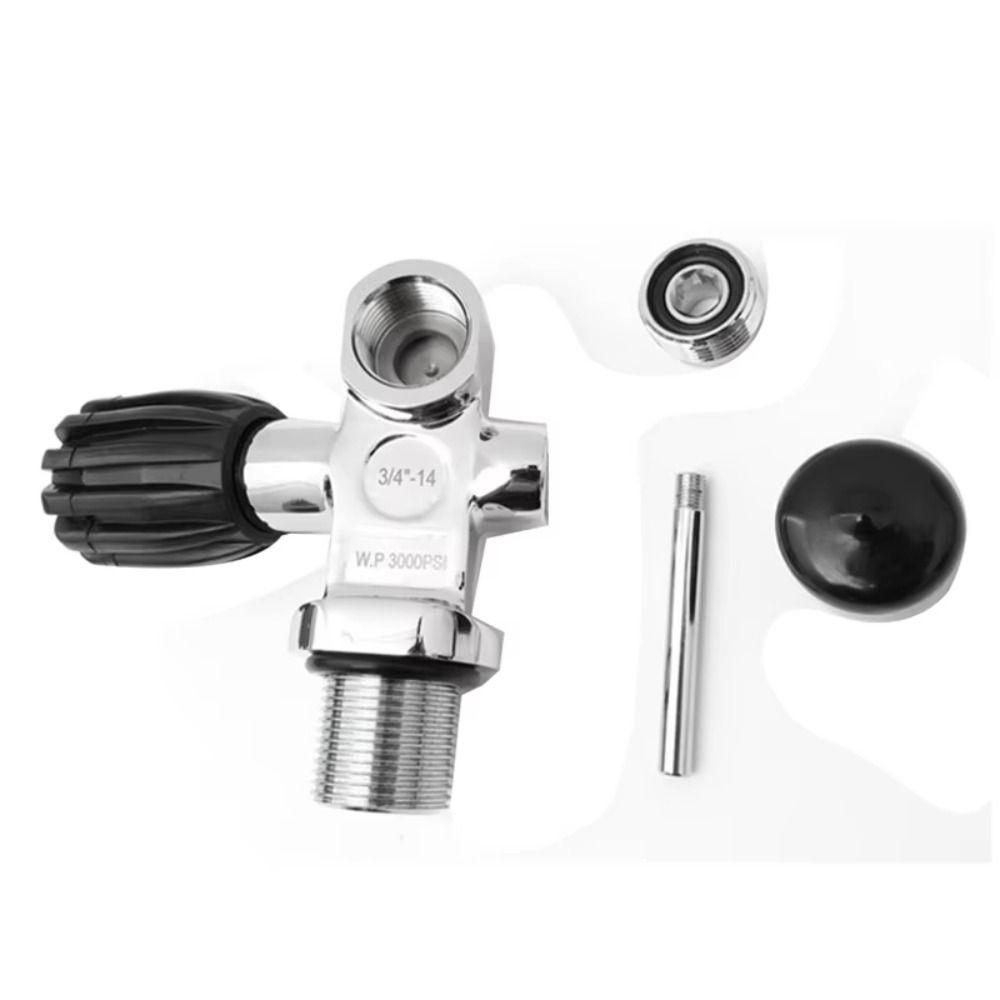 Silver Diving Tank Valve Metal 3000Psi 250Bar 3/4-14NPS Durable Replacement Spare Parts