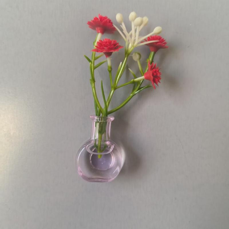 Süßes Rosa Blumen-Gürtel & Mini-Magnet-Vasen-Kühlschrank-Deko-Set