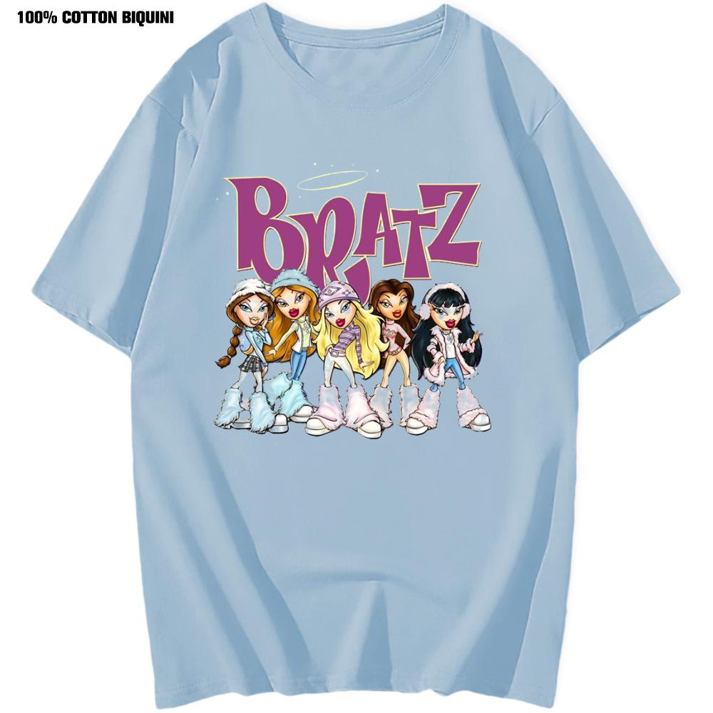 Dámské tričko Bratz s krátkým rukávem, nadměrné, ležérní tričko, Harajuku trička, oblečení pro muže, grafické topy, roztomilé letní oblečení