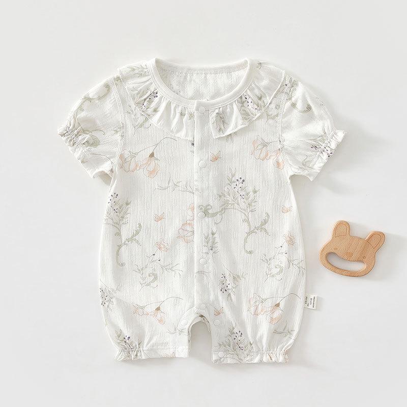 Newborn Summer Bamboo Bodysuit: Breathable Short Sleeve One-Piece Romper