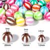 10-20pcs 12 16 20mm Stripe Acrylic Beads Colorful Round Loose Spacer Beads Big Hole Beads DIY Bracelet Jewelry Making Supplies
