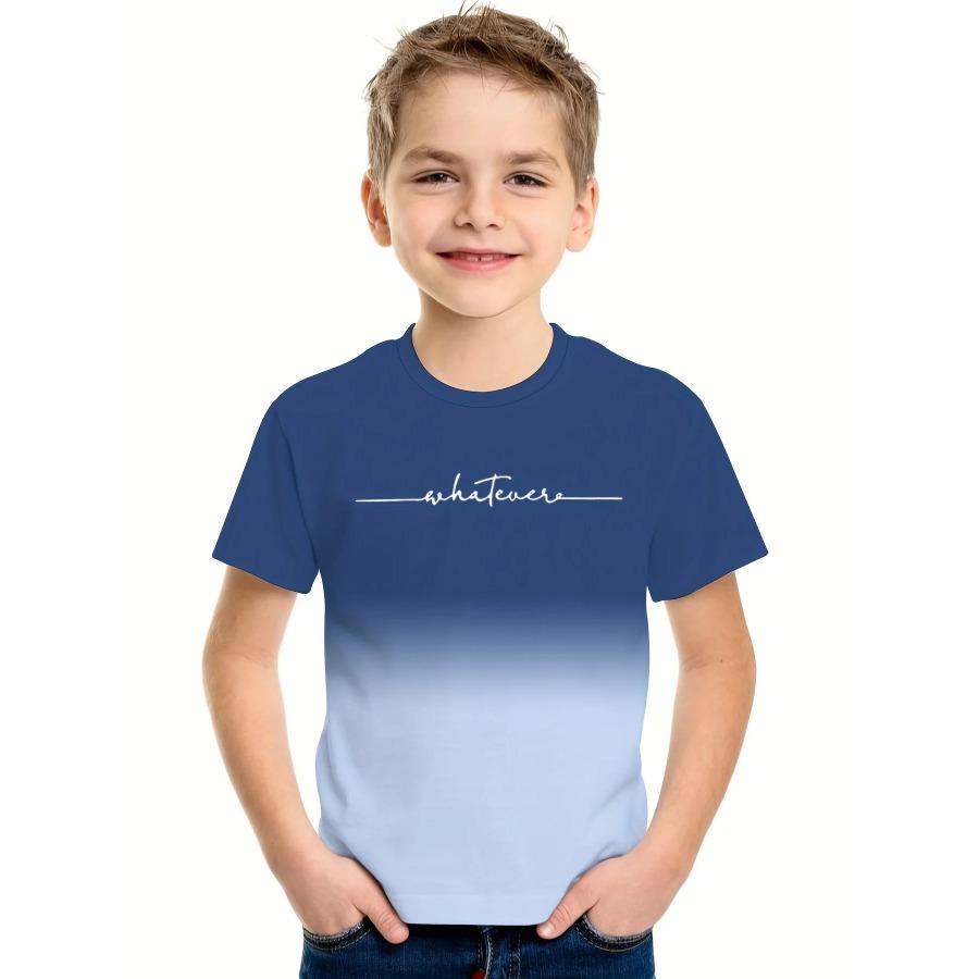 Kinderbekleidung Jungen T-Shirt Kurzarm Kinder T-Shirt 3D Buchstaben Print Lässig Rundhals Kinder Sommerkleidung Jungen Kleidung Oberteile