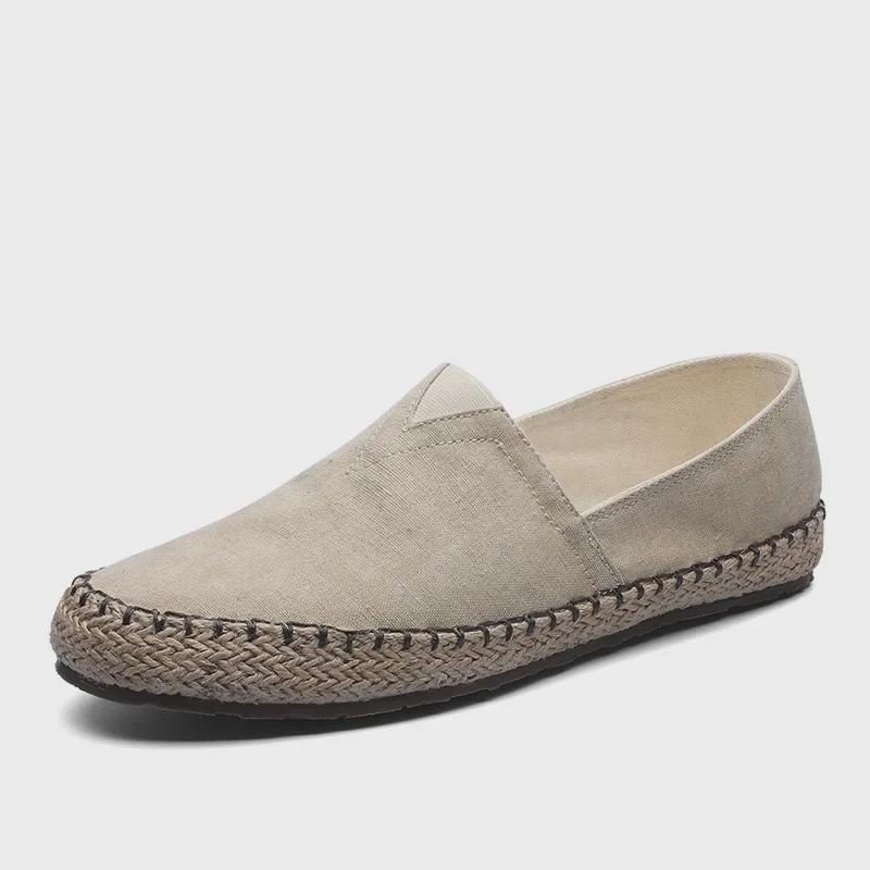 Pantofi casual de vară pentru bărbați, stil chinezesc, din in, slip-on
