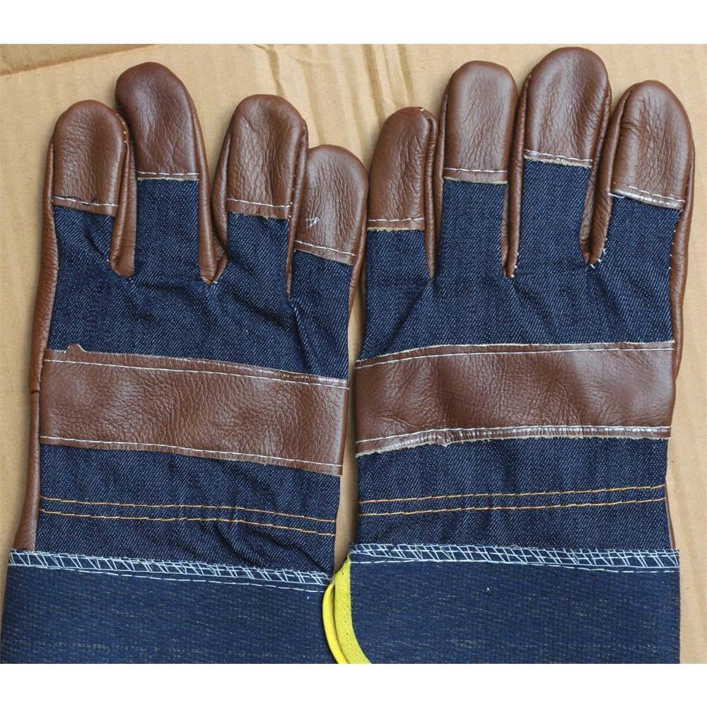 Denim Furniture Leather Welding Gloves, Short Half Leather, Flower Skin Labor Insurance Gloves Metallurgy