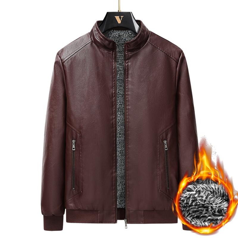 Men's Business Casual Leather Jacket Stand Collar Simple Men's Jacket Versatile Korean Style Jacket Trendy High-quality Jacket