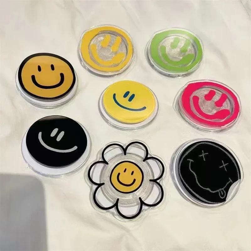 Korean Smile 1pcs Magnetic Grip Tok Phone Holder Foldable Desktop Cell Stand For Magsafe Universal iPhone 16 15 14 13 12 Mount