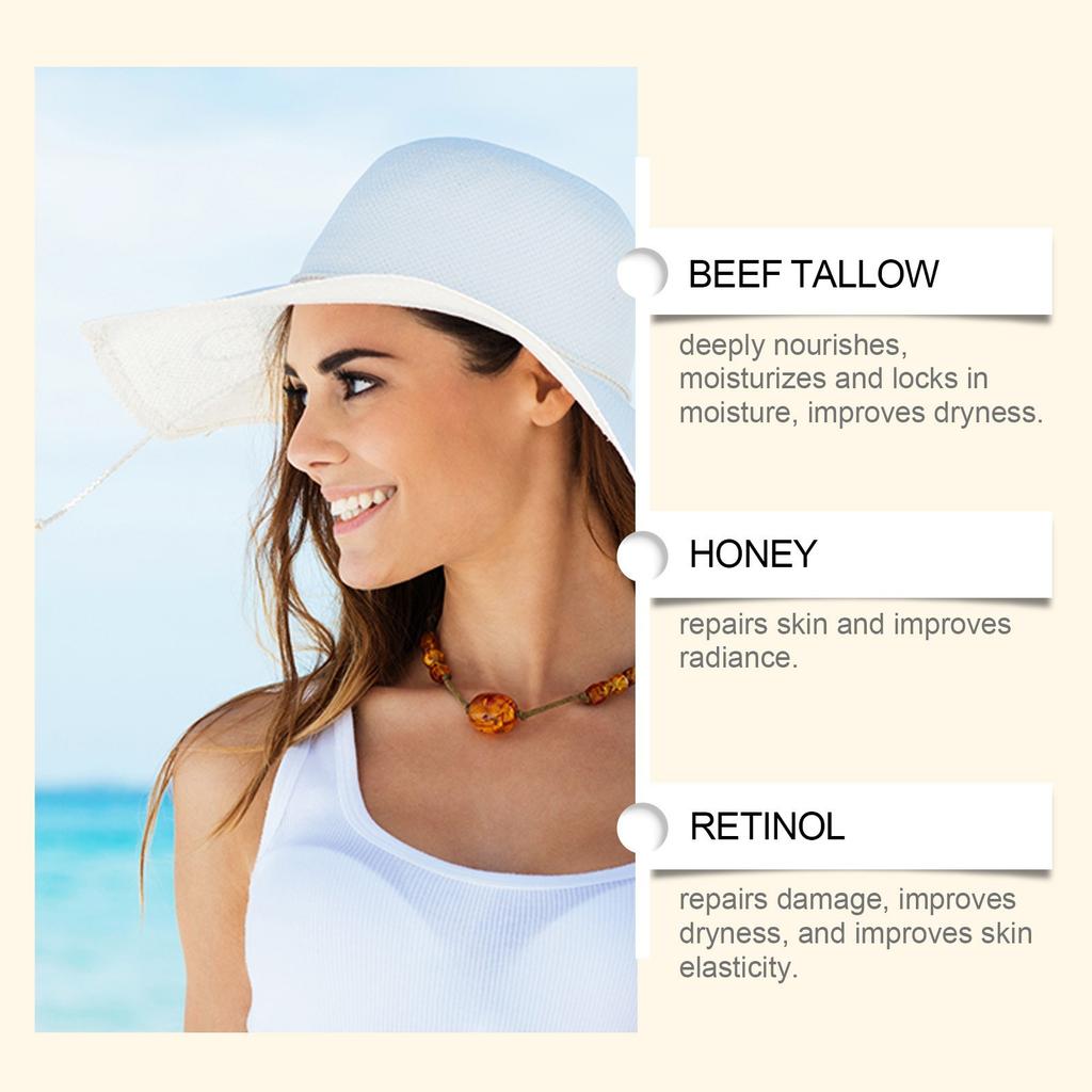 Grass-fed Beef Tallow Honey Cream Hydrates, Moisturizes, Nourishes Dry Skin And Improves Skin Texture
