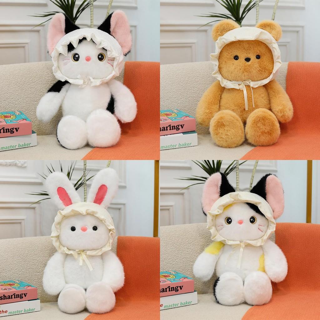 Baby Bear Hat Cat Rabbit Plush Toy Animal Stuffed Doll Decoration Gift Kids