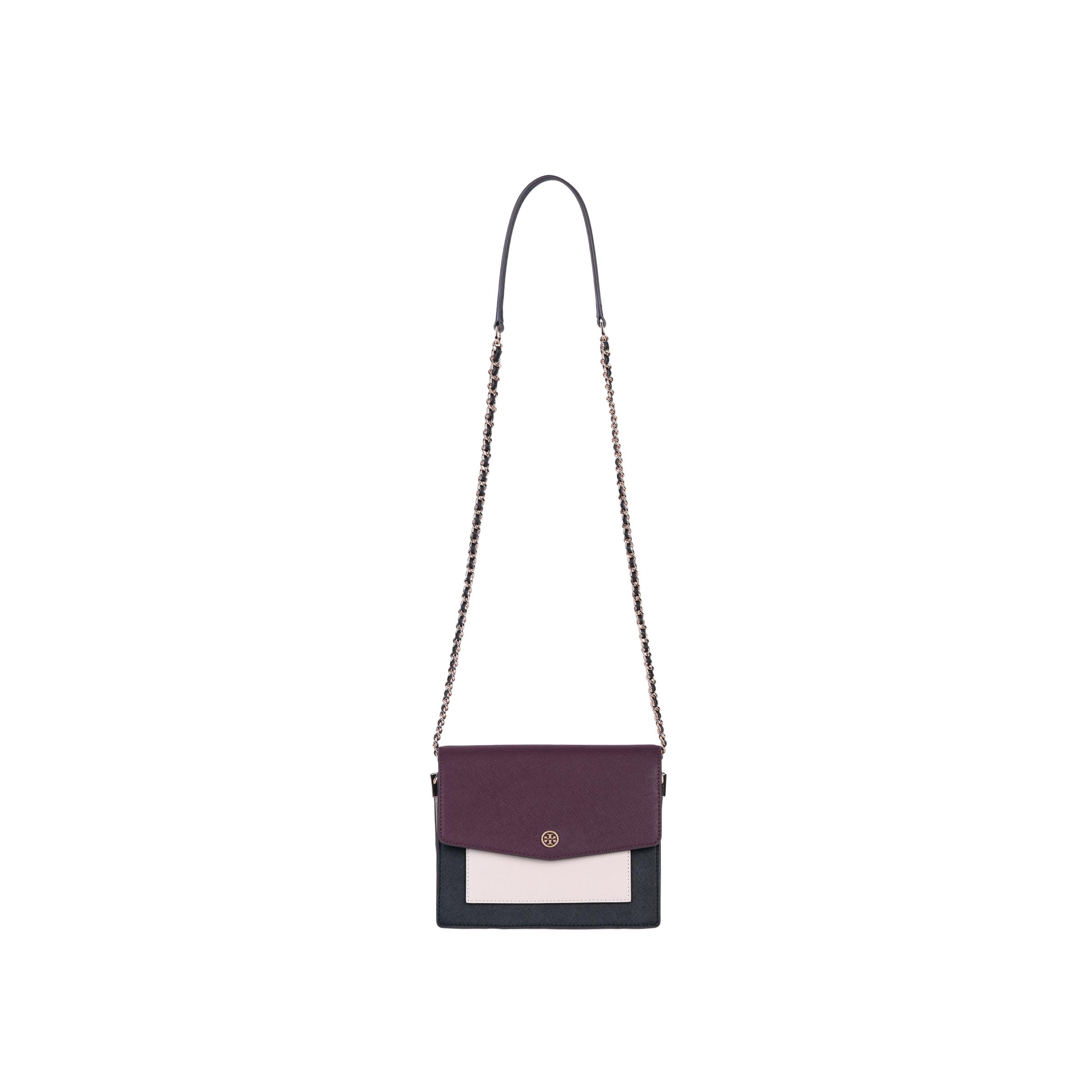 

Tory Burch Robinson Metallic Logo Magnetic Snap Closure Leather Envelope Crossbody Bag Women bags Burgundy Multicolor 154318-889 Burgundy Multicolor