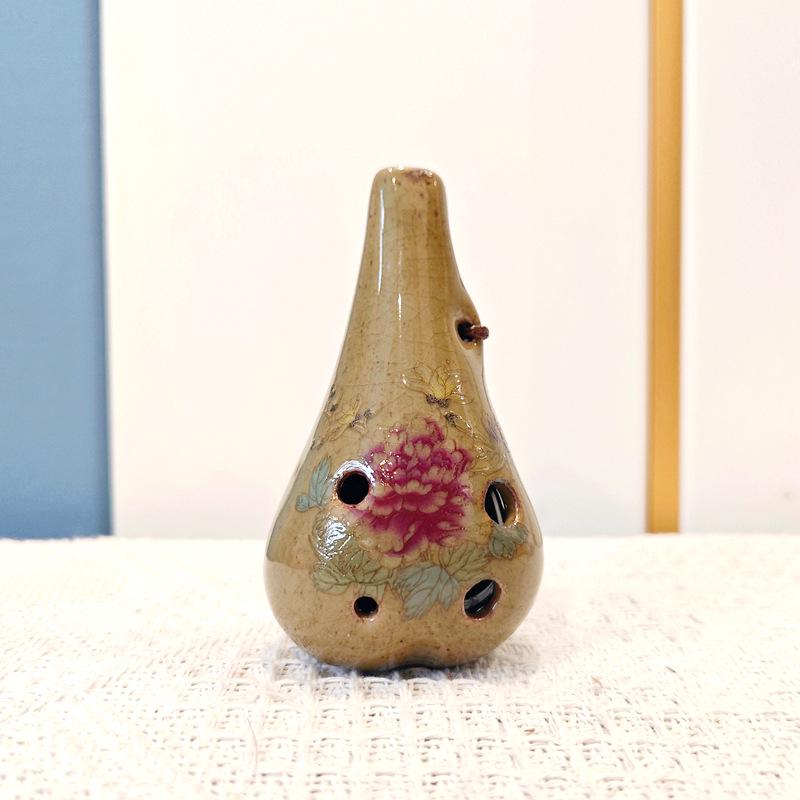 Kiln-Glazed Six-Hole Ceramic Ocarina: Popular Beginner Souvenir Handicraft from Scenic Spots