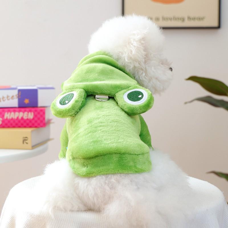 Pet Costume Frog Outfit Flannel Winter Dog Cat Clothing Casual Party Wear XS S M L XL