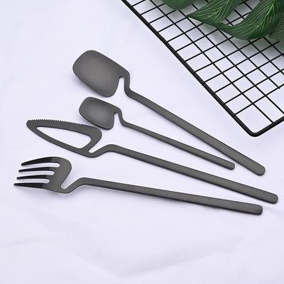 Set di posate nere opache da 4 pezzi, set di stoviglie in acciaio inossidabile 304, set di posate dorate, forchetta, cucchiaio, set da tavola, posate da cucina