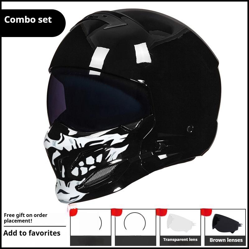 American Warrior Combination Scorpion Helmet Vintage Cruise Motorcycle Helmet Four Seasons Moped Full Helmet