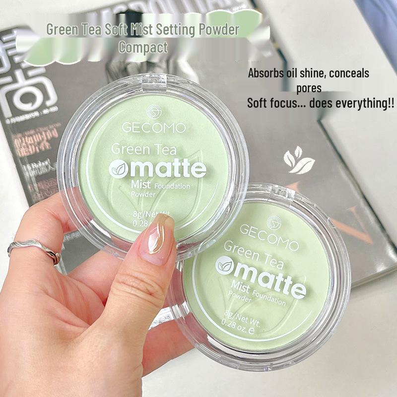 Ge Meng Polvere Fissante Morbida Opaca al Tè Verde: Fard in polvere viso a lunga tenuta, coprente, impermeabile, illuminante e per contouring.