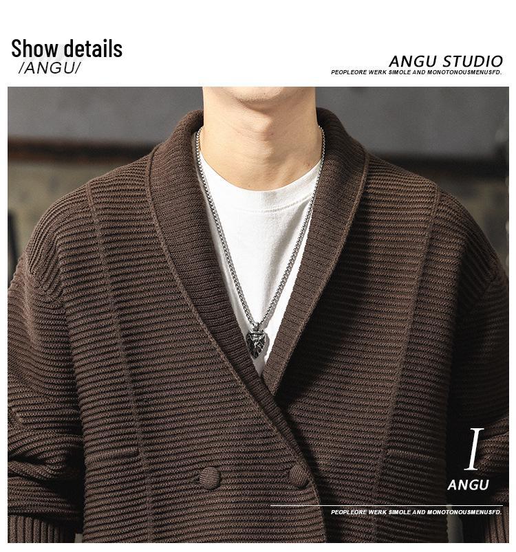 Men's Luxury Double-Breasted Thick Knit Cardigan - Autumn/Winter Loose Warm Sweater Coat