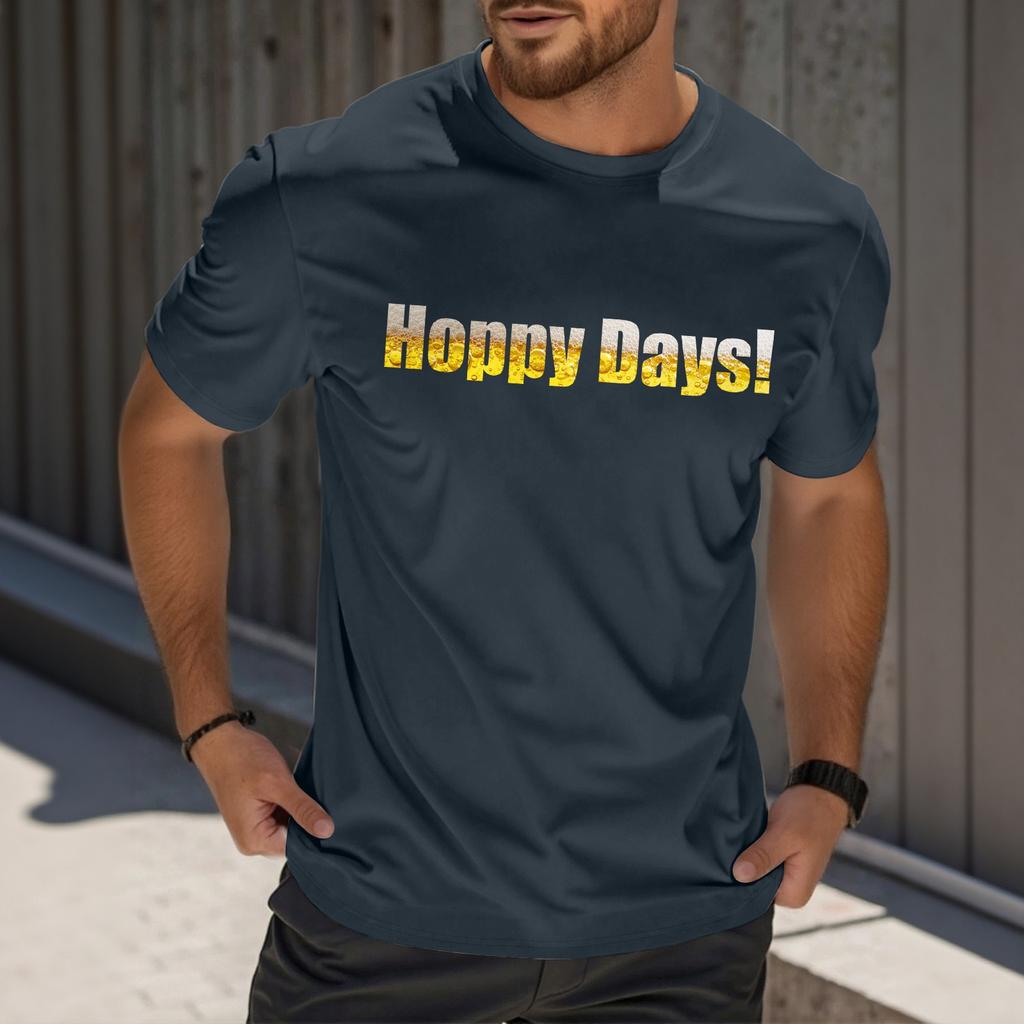 Pánské ležérní tričko s krátkým rukávem a potiskem s kulatým výstřihem