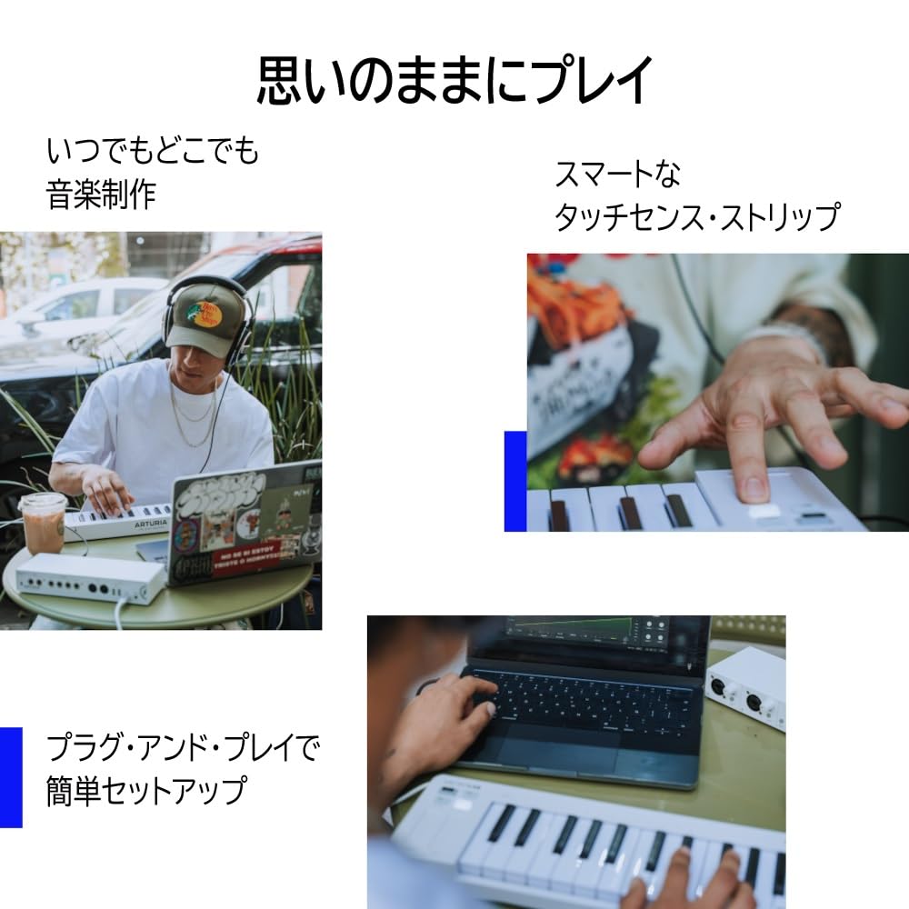 Arturia MicroLab MK3 Keyboard Slim Keyboard with Black Controller, 25-Key, Velocity-Sensitive, High-Quality USB-C Connection,