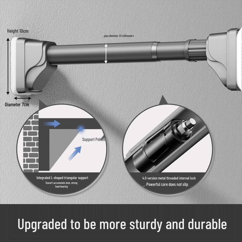 No-Drill Retractable Clothes Drying Rod for Curtain and Wardrobe Support - Nail-Free Bathroom or Shower Drying Rack.