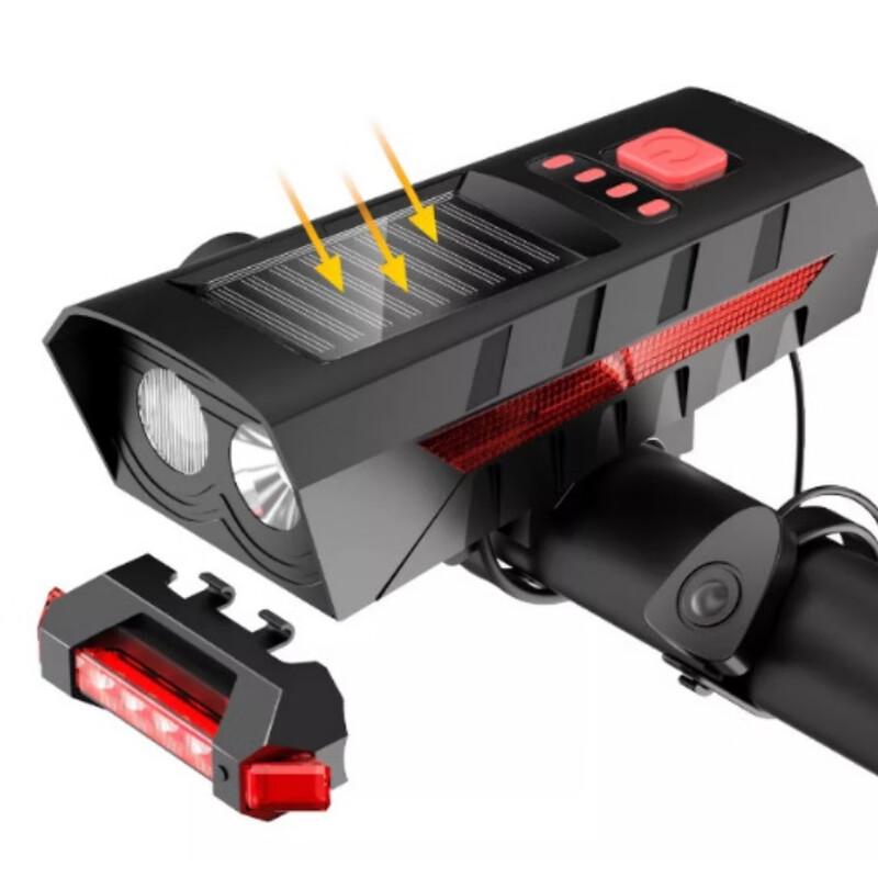 Lishi Solar Horn Bicycle Headlight with Taillight