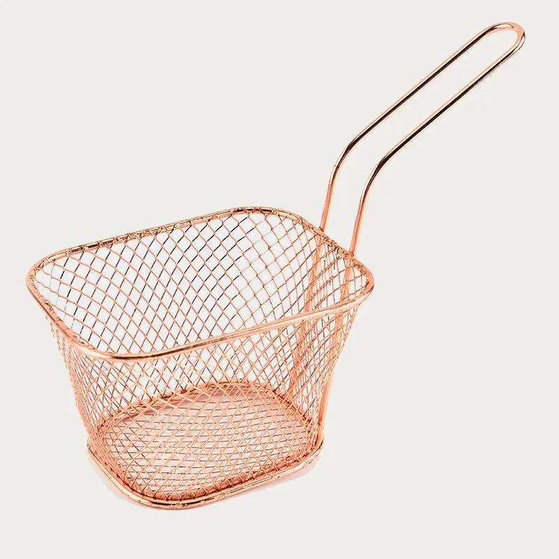 Stainless Steel French Fry Frying Basket Snack Frying Net Basket Oil Separating and Draining French Fry Basket