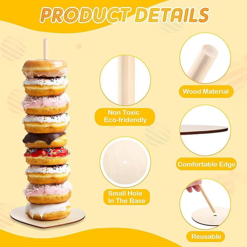 Wooden Doughnut Holder Dessert Display Rack Dim Sum Bread Sales Rack Donut Stand Birthday Party Wedding Table Decoration
