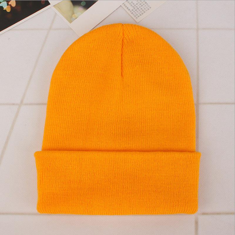 Unisex Fluorescent Acrylic Beanie – European and American Candy Color Knit Hat for Autumn and Winter