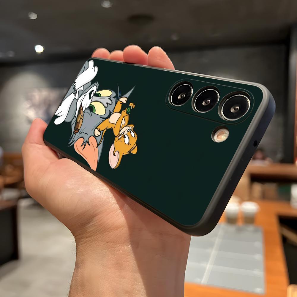 AniME-T-Tom And J-Jerry Kawaii Phone Case For Samsung A56 A36 A26 A16 A15 A25 A35 A55 A14 A34 A24 A54 Black Soft Shell