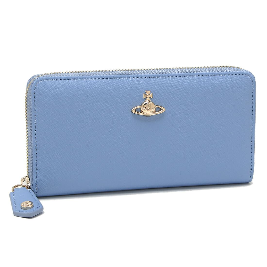 

Vivienne Westwood Saffiano Long Wallet with Zip-Around Design, Blue, Women s, 51050023 L001N K403 [Used]