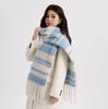 Korean New Autumn and Winter Versatile Scarf Big Shawl Japanese Fringed Milk Blue Jk Plaid Scarf