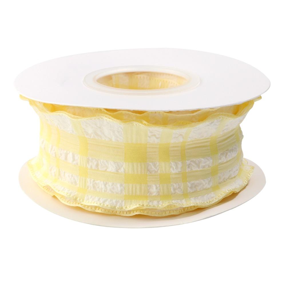 Kreativ 10 Yards Rutigt Band 4CM Bredd Presentinslagning Buketter Koreanska Band Lätt att Klippa Återanvändbar DIY Dekor Dekoration Bröllop