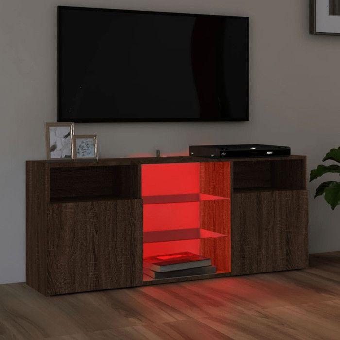 VidaXL Meuble TV avec lumières LED Chêne marron 120x30x50 cm, meuble TV, meuble HiFi, centre de divertissement, meuble 815716