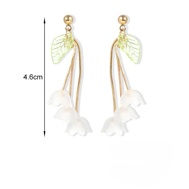 Trendy White Flower Petals Drop Earrings For Women Fashion Elegant Crystal Wedding Earings Gifts