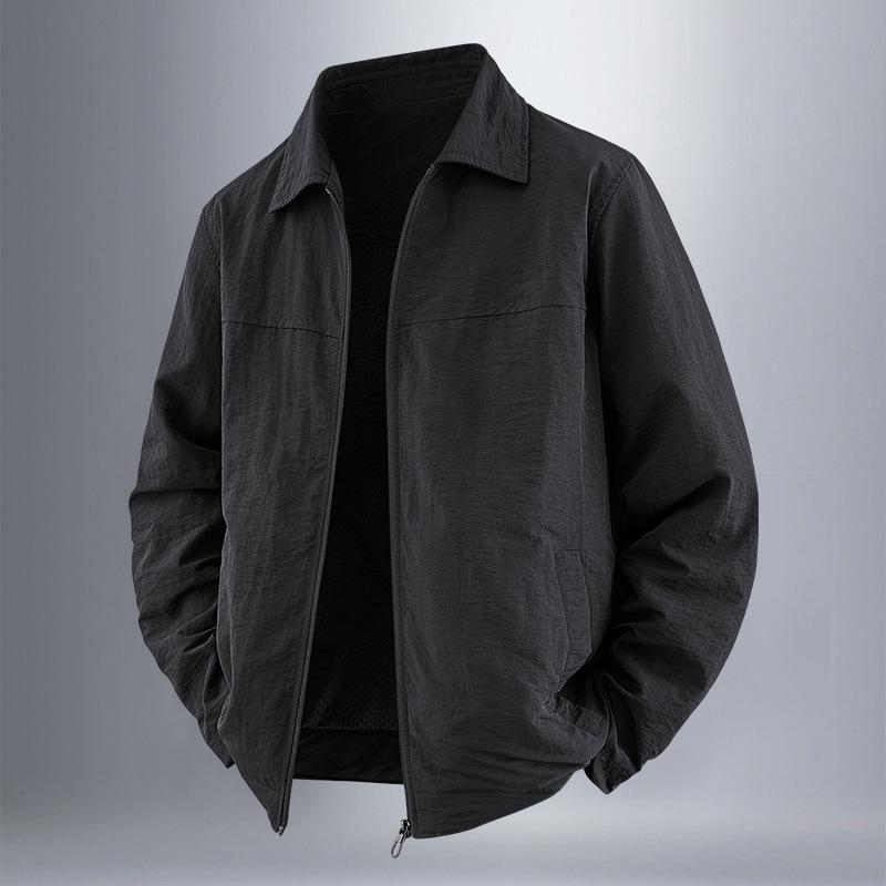 Men's Windproof Lapel Coat: 2025 New Style Solid Color Loose Casual Business Jacket for Spring & Autumn