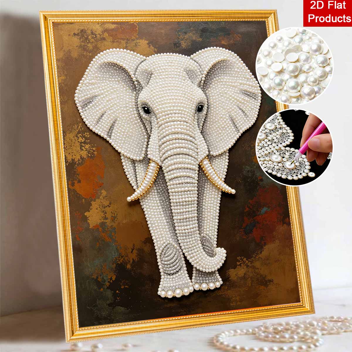 Animal Pearl Painting Handmade 5D Elephant DIY Home Office Desktop Decoration Painting 30x40