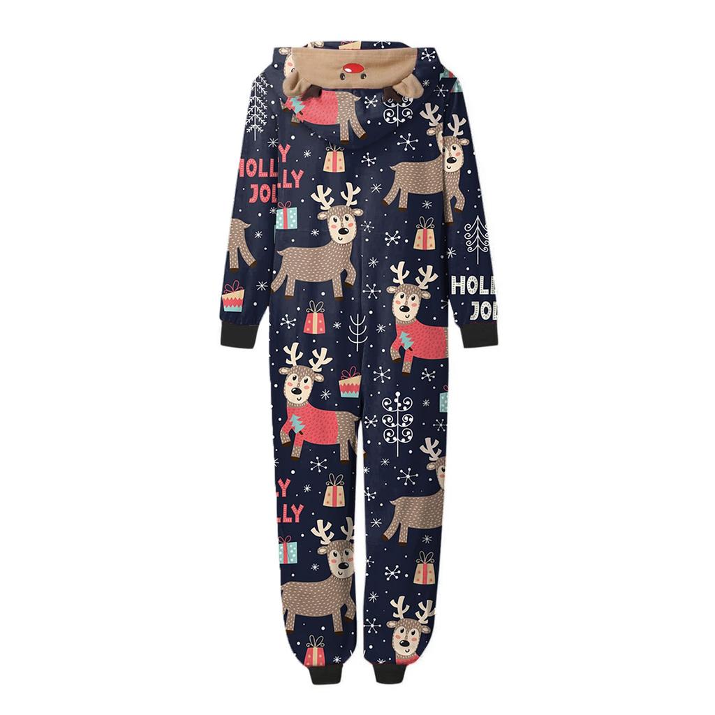 Rodzinny kombinezon z nadrukiem świątecznym, z długim rękawem i zamkiem błyskawicznym
