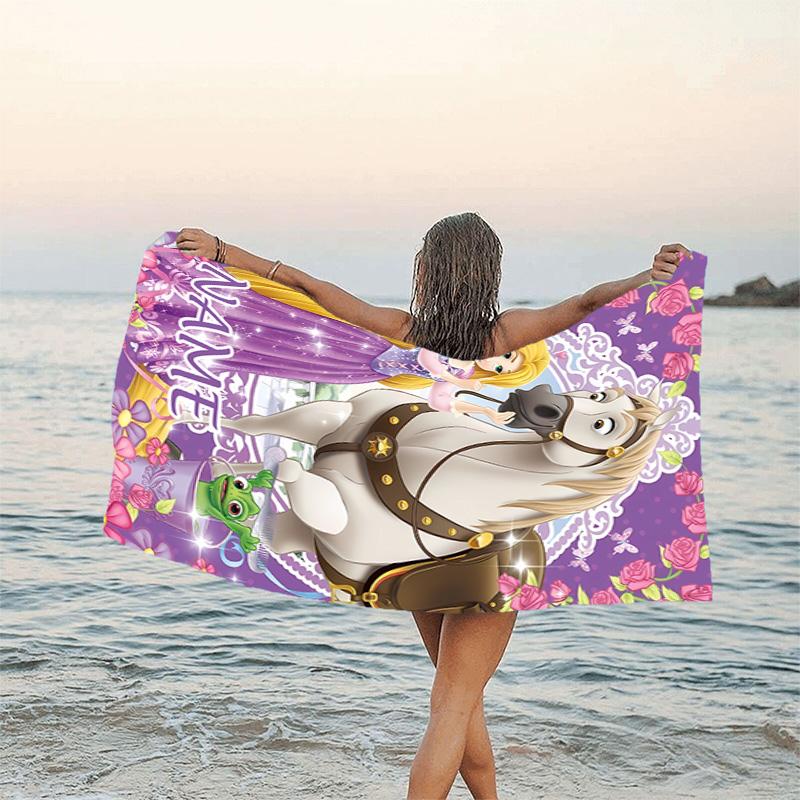 1pc Princess6 Beach Towel with Custom Name, Beach/Swimming/Bath/Picnic/Camping Towel, Suitable for Seaside Beaches