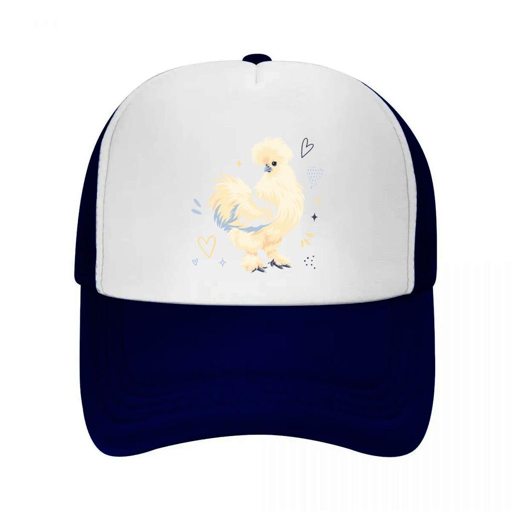 Whimsical Silkie Chicken Heart Art Mesh Baseball Cap Casual Hat Outdoor For Womens Unisex FeUnisex